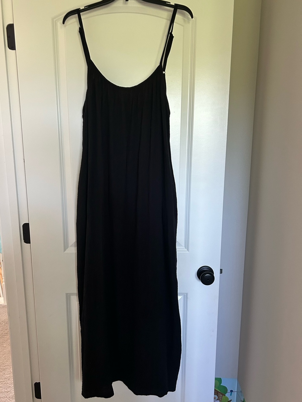 Sol Angeles Black Spaghetti-Strap Maxi Dress w/ Pockets